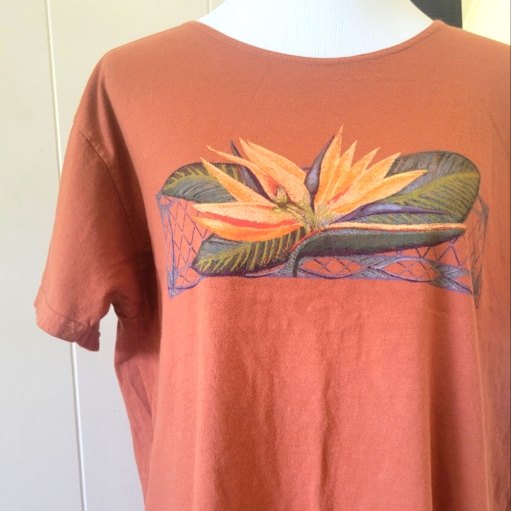 Hawaii Crazy Shirts Cinnamon Dyed T Shirt Bird of Paradise XL